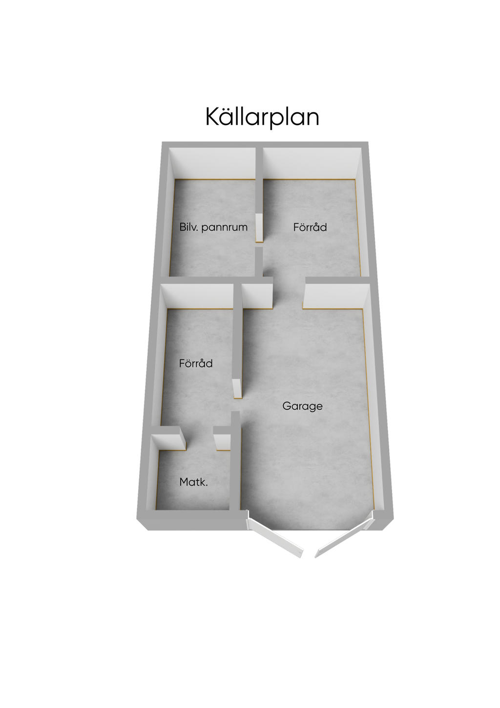 Planlösning källarplan 3D