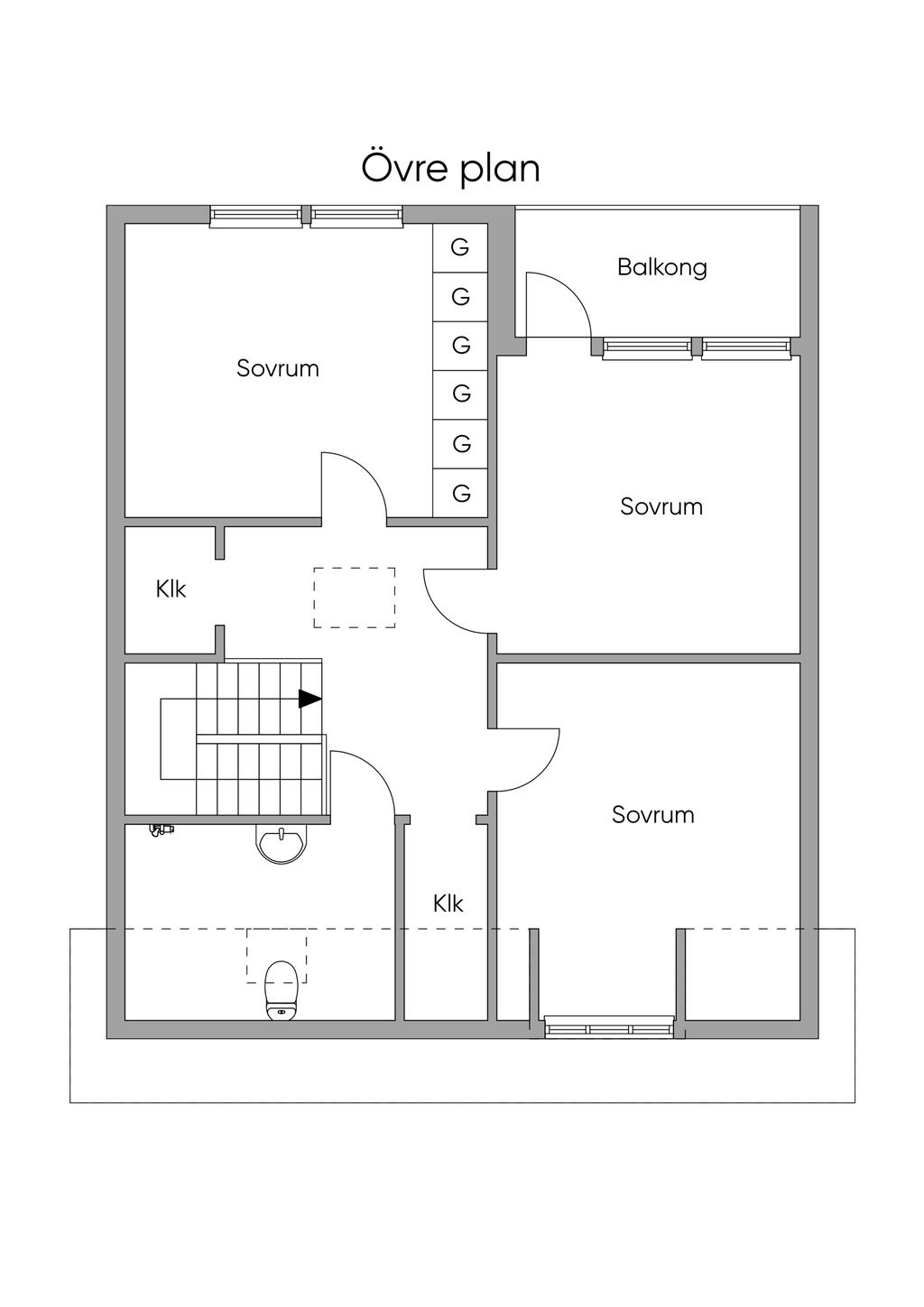 Planlösning Övre plan 2D