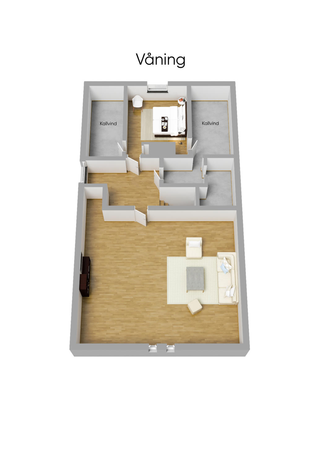 Övreplan hus 2 3D