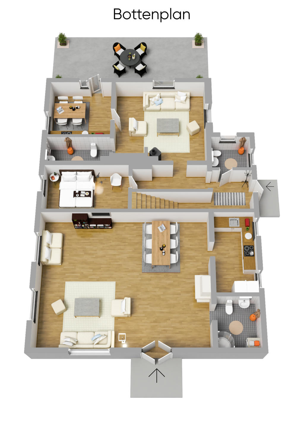 Planritning hus 2 3D
