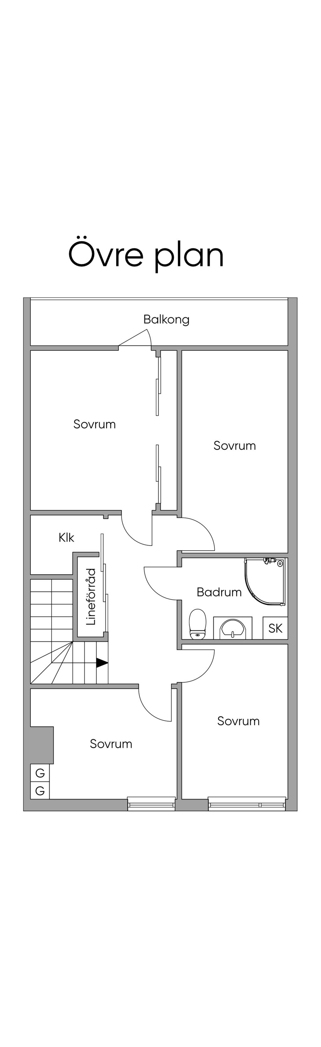 Planlösning övre plan 