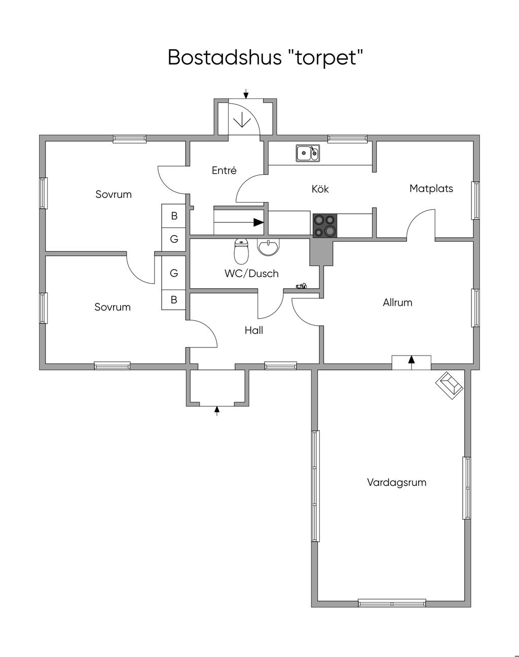 Planlösning, bostadshus 