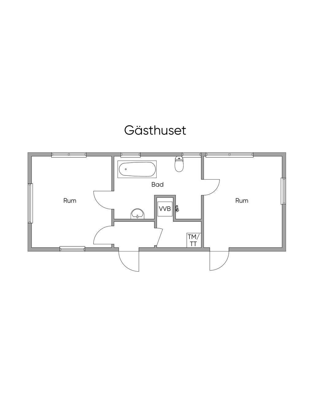 Planlösning, gästhuset 