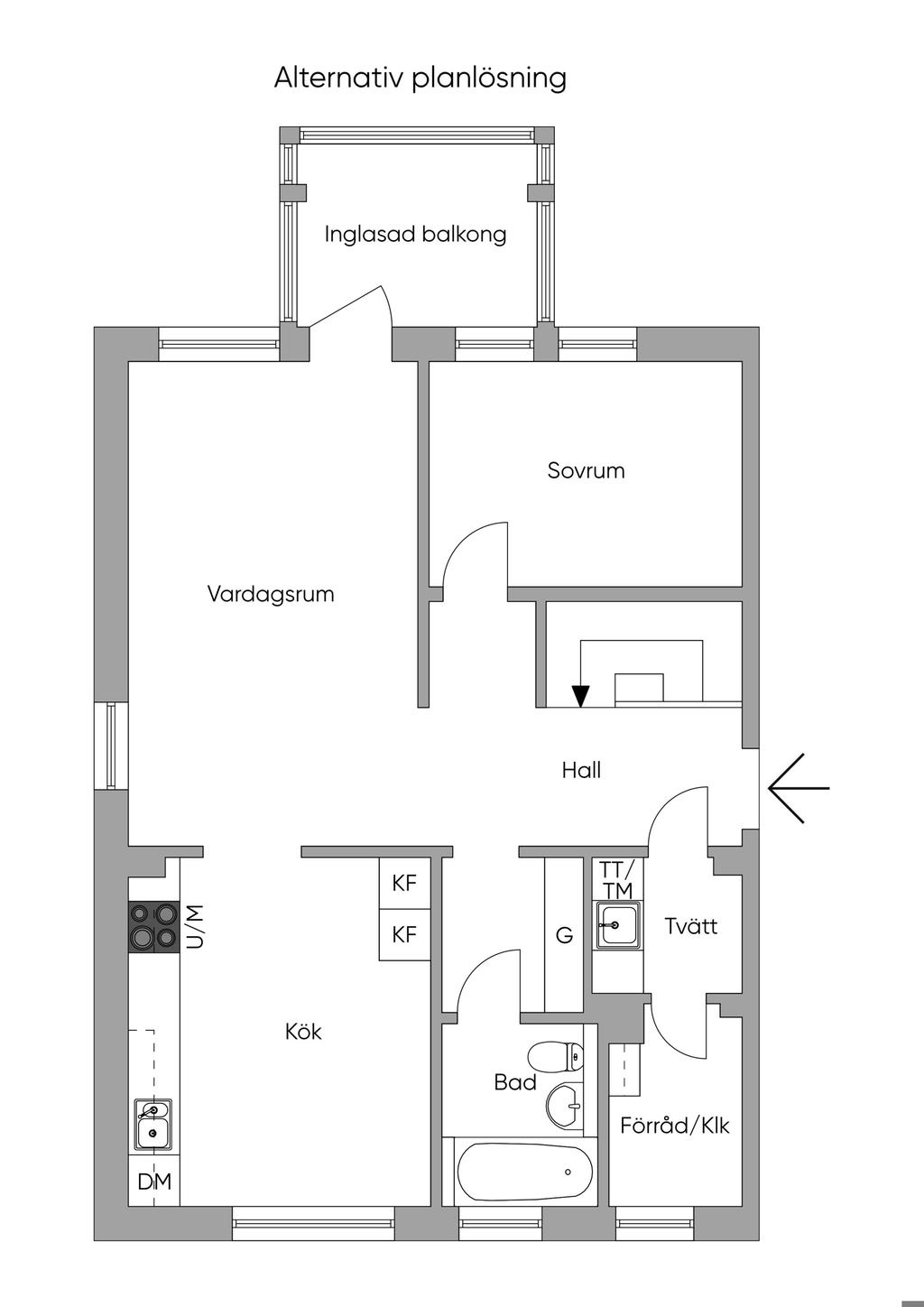 Alternativ planlösning entréplan