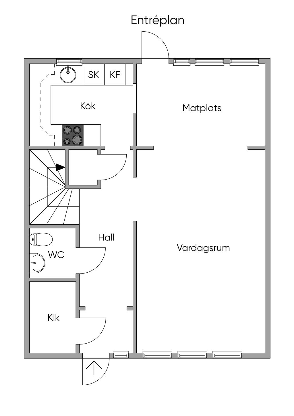 Planlösning för bottenvåning