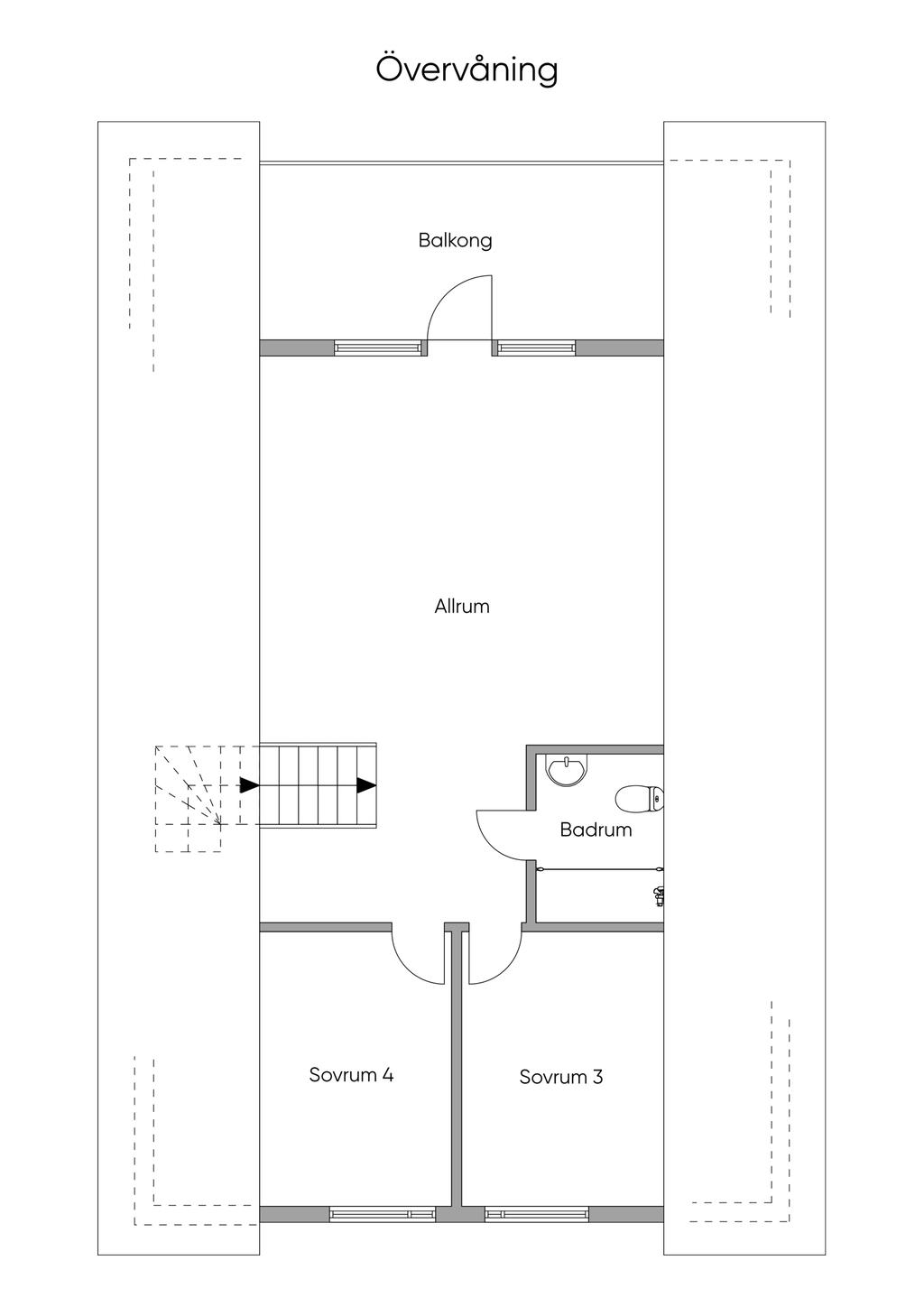 Planritning, övre plan.