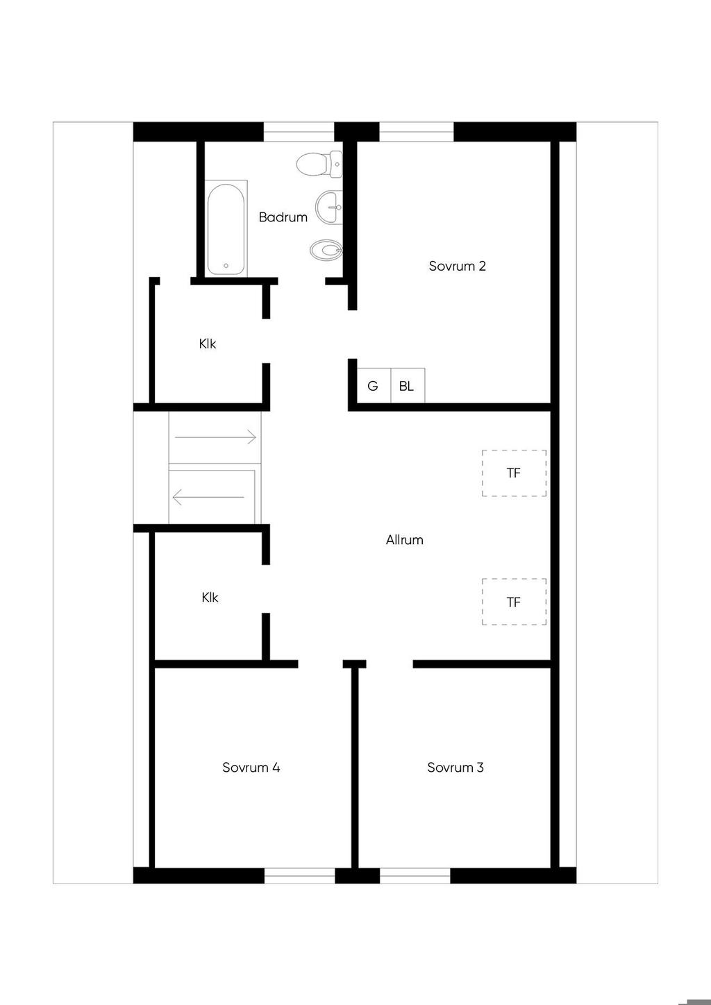 Planritning övre plan