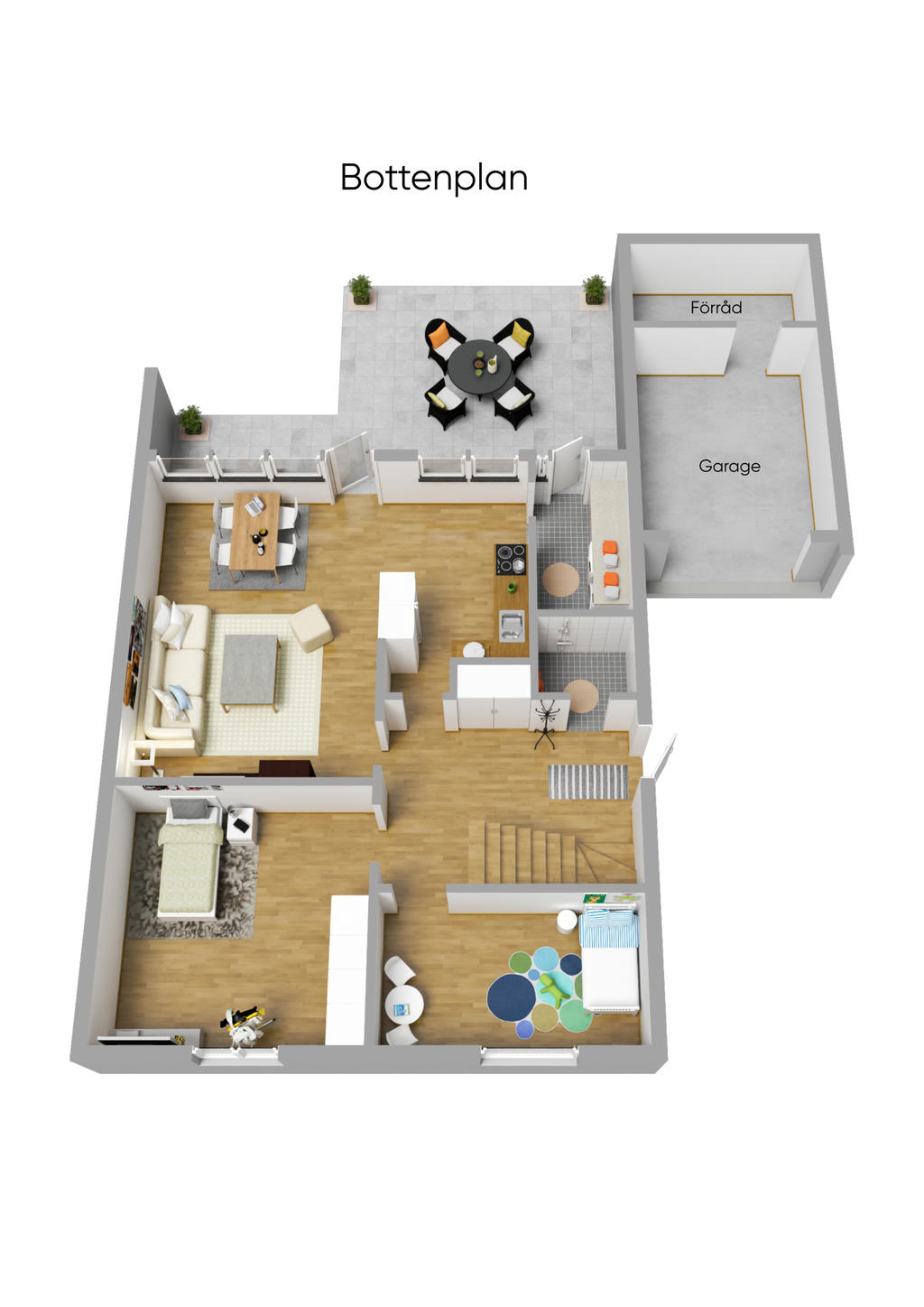 Planritning Entréplan 3D