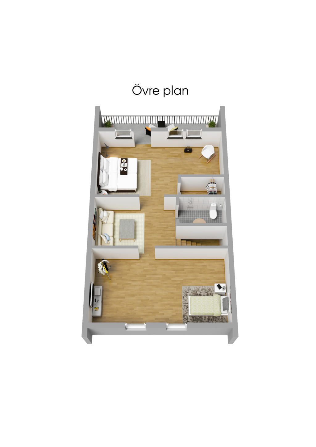Planritning övre plan 3D