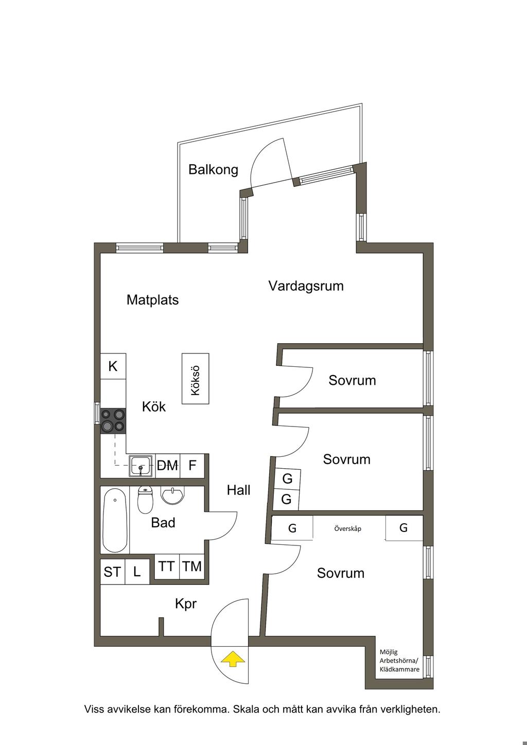 Alternativ planlösning; 
Möjlig 4:a!
