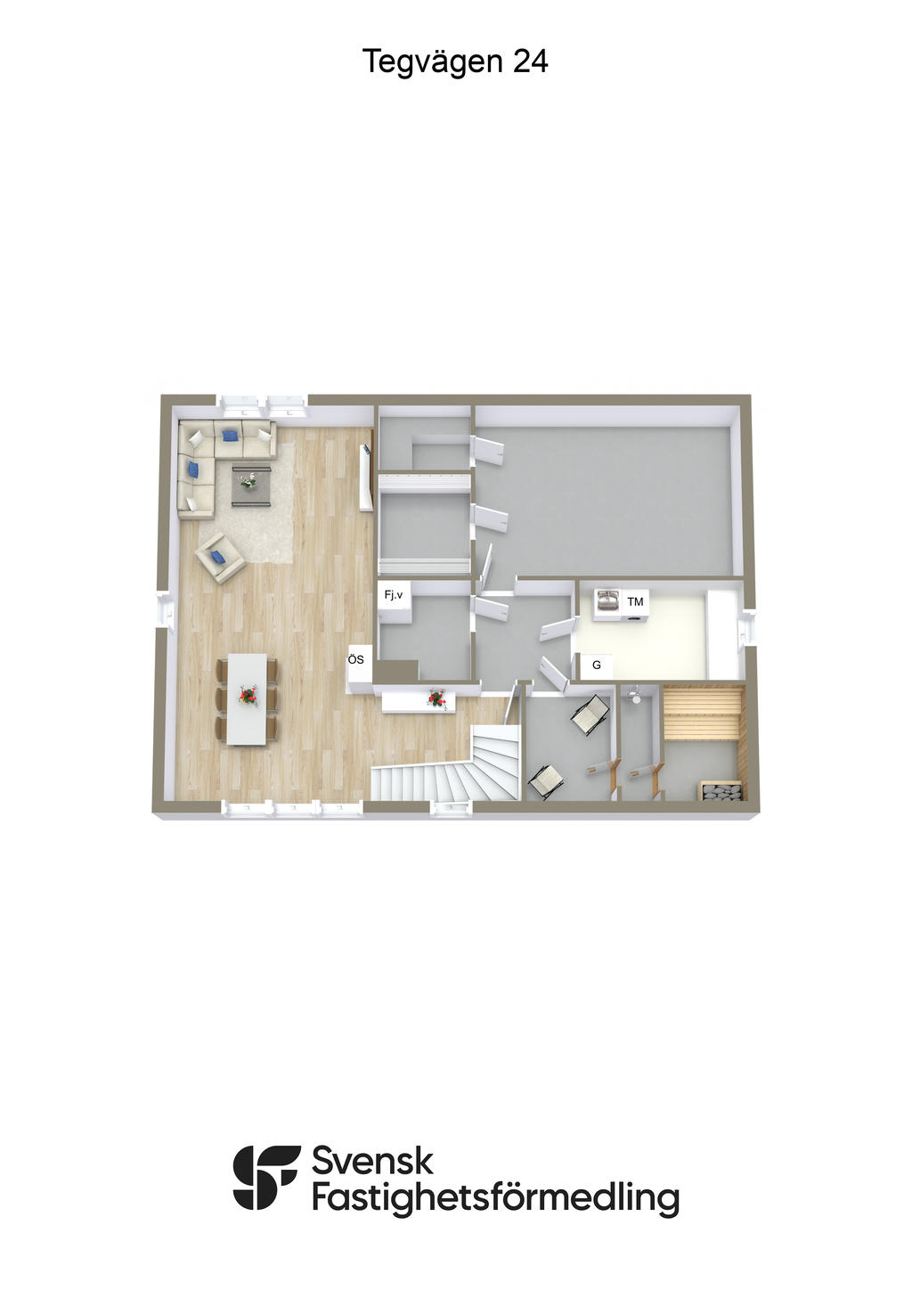 Möblerat källarplan