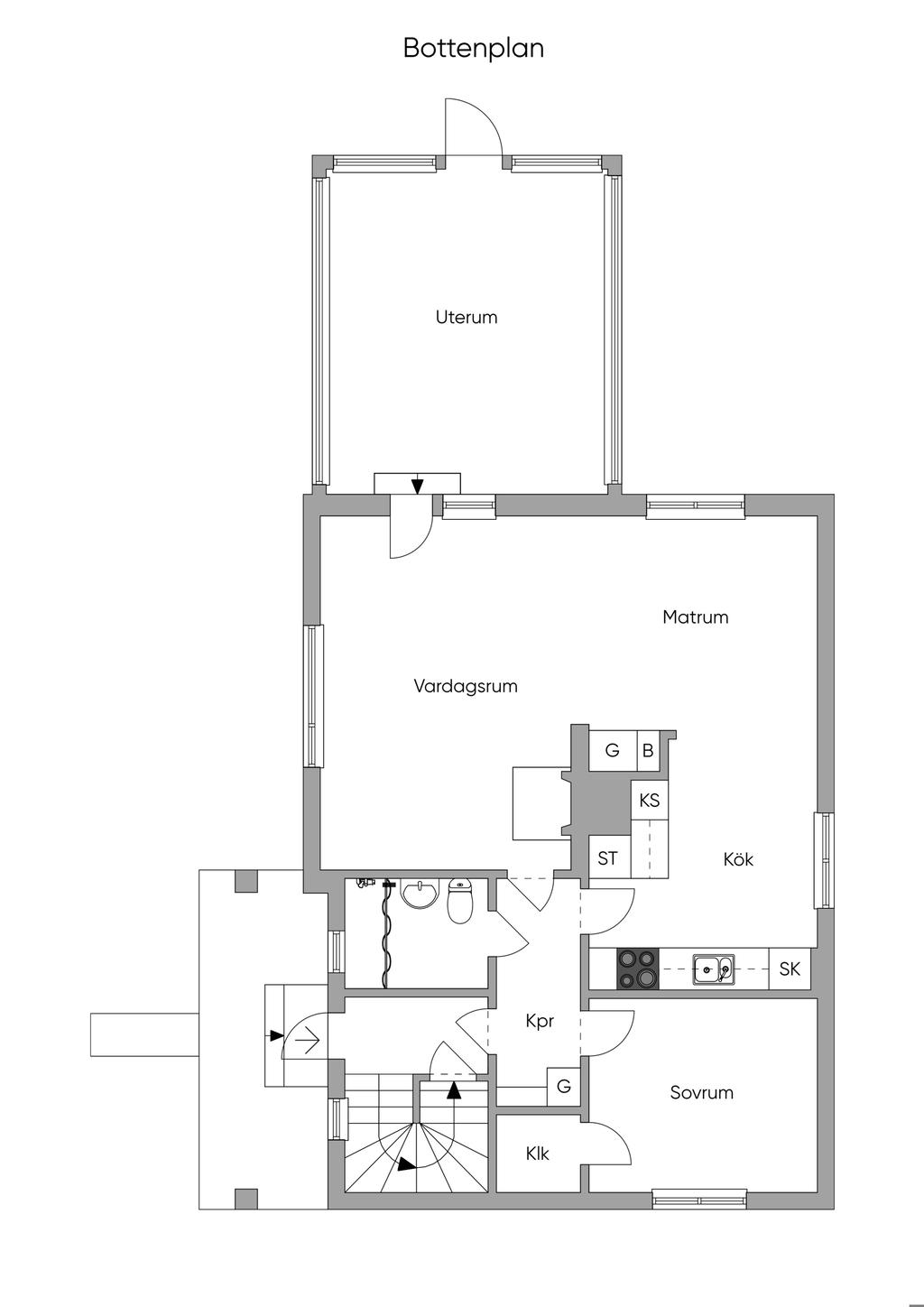 Planlösning bottenvåning