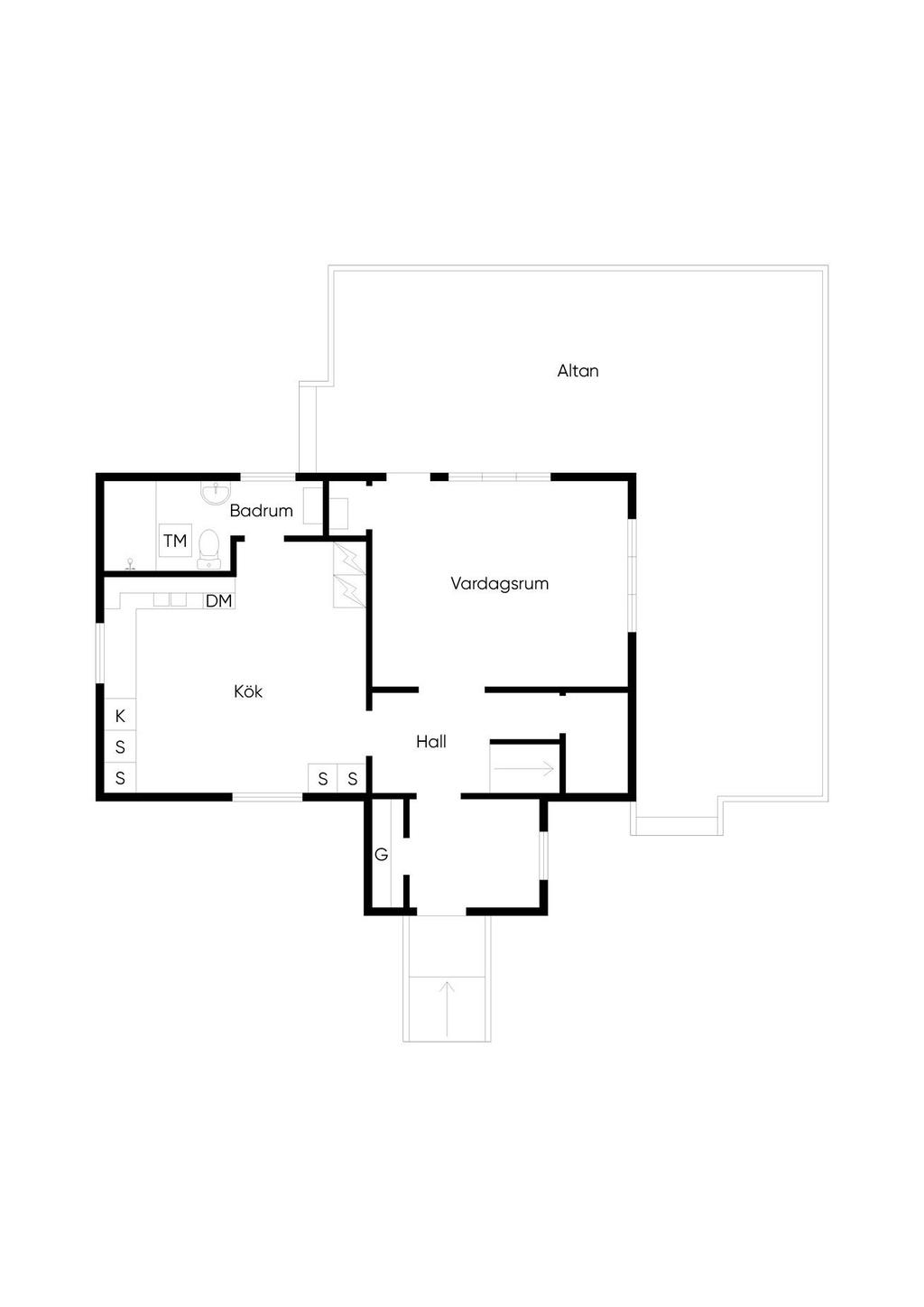 Planritning nedre plan bostadshuset 