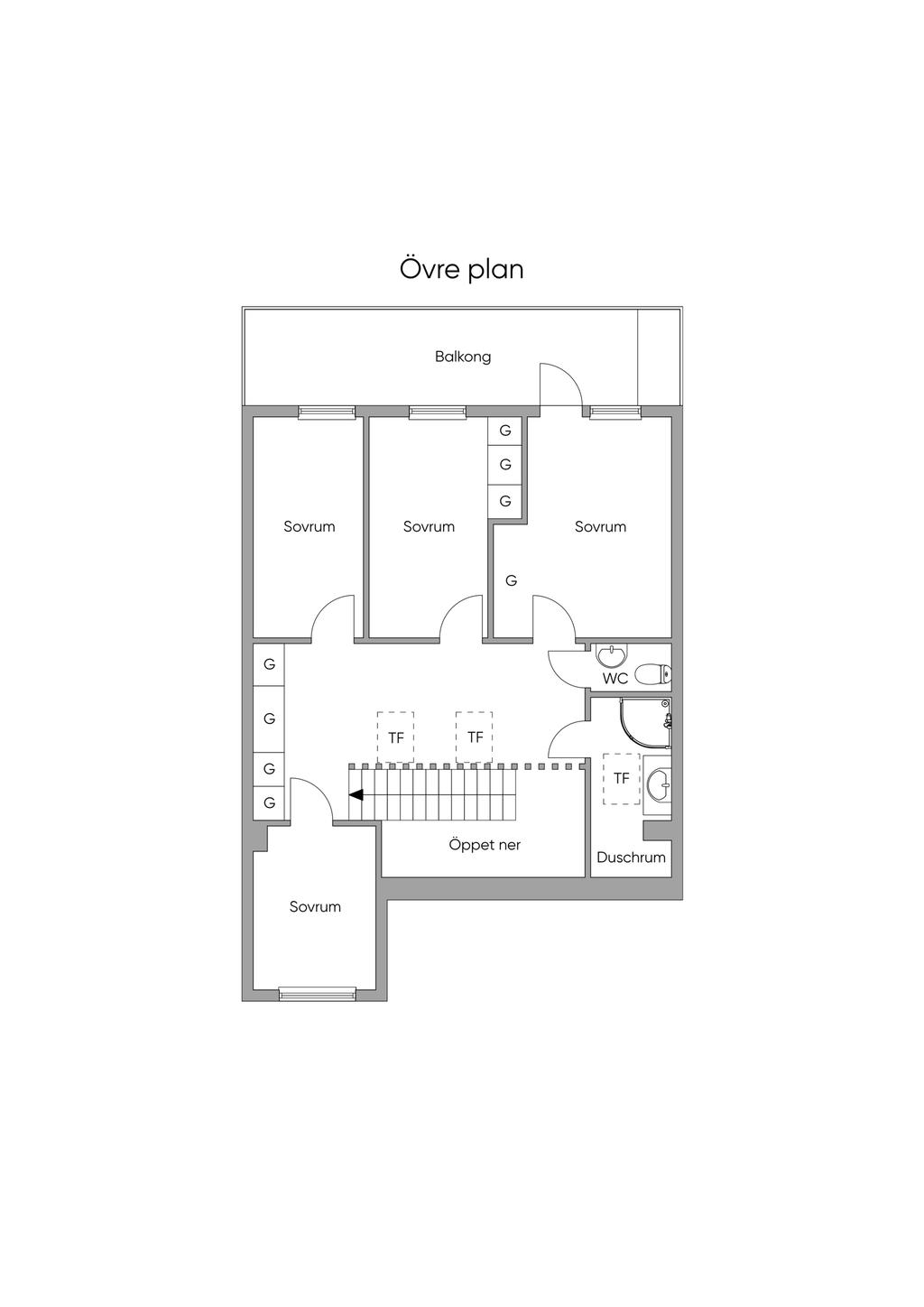 Planritning Övre plan