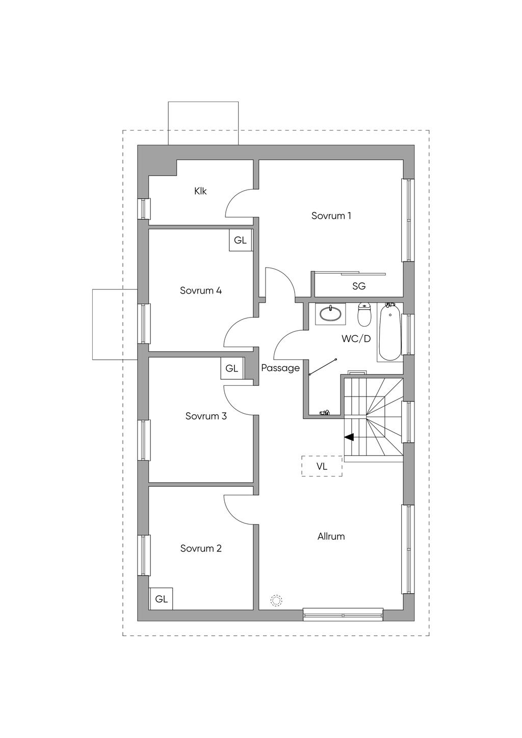 Planlösning övre plan