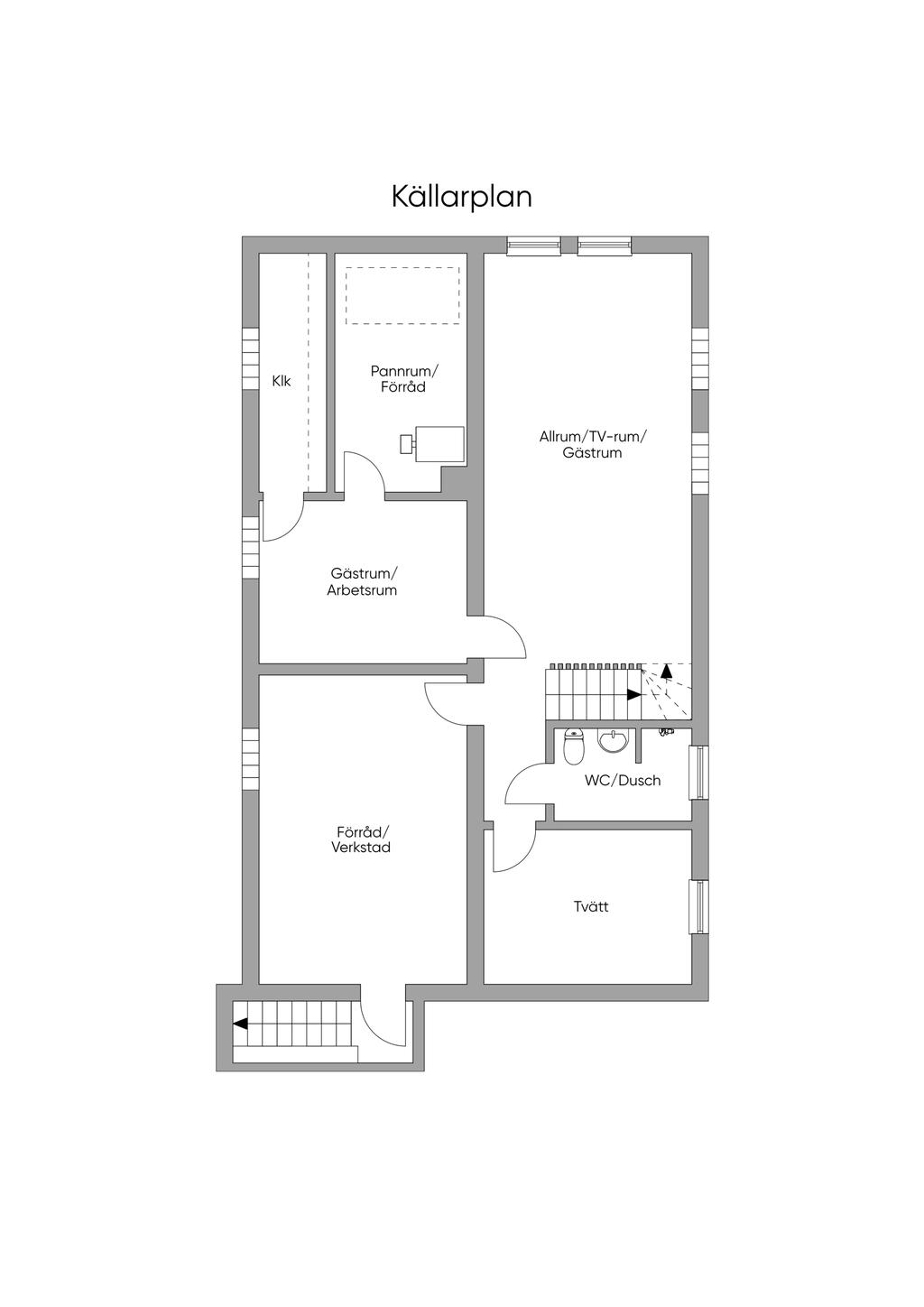 Planlösning källarplan 2D