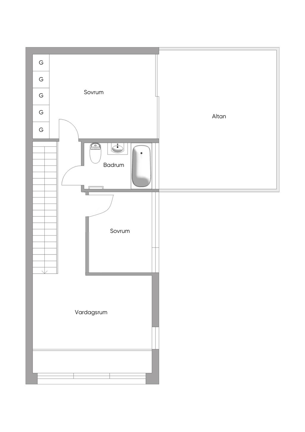 Alternativ planlösning övre plan