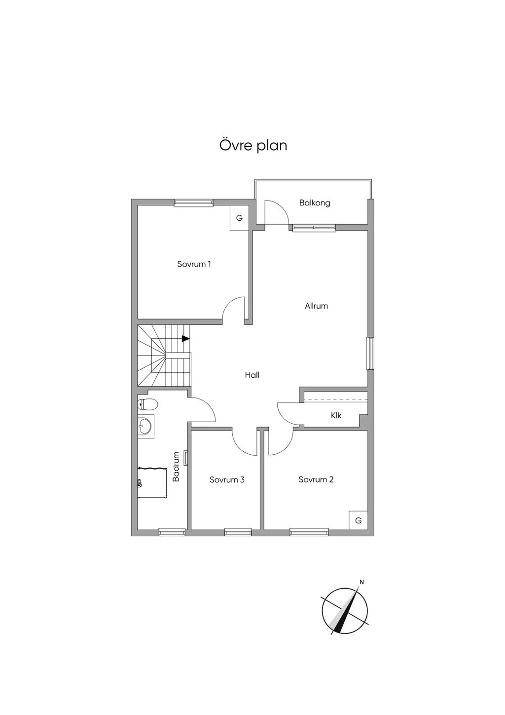 Planlösning övre plan