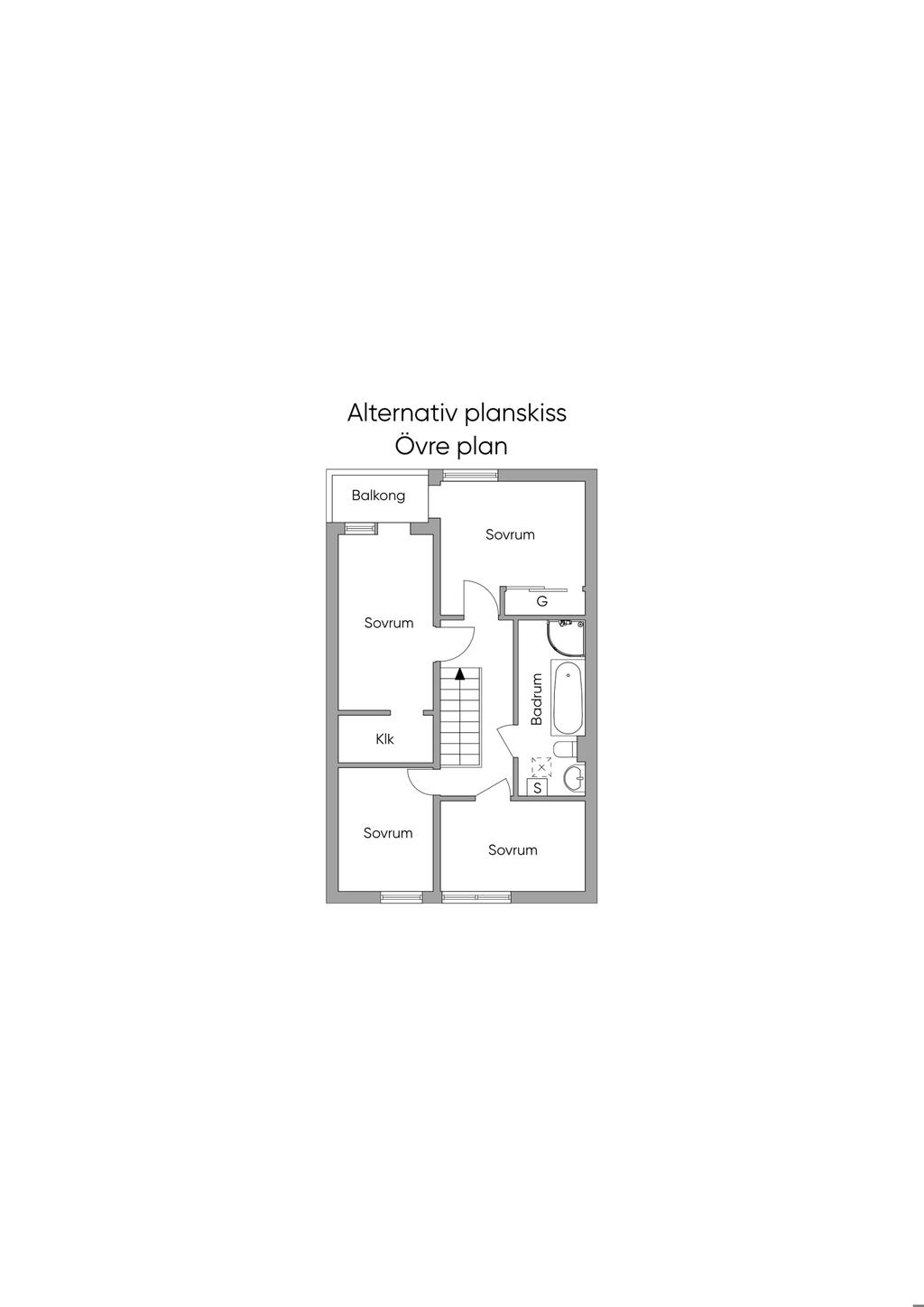 Alternativ planlösning övre plan