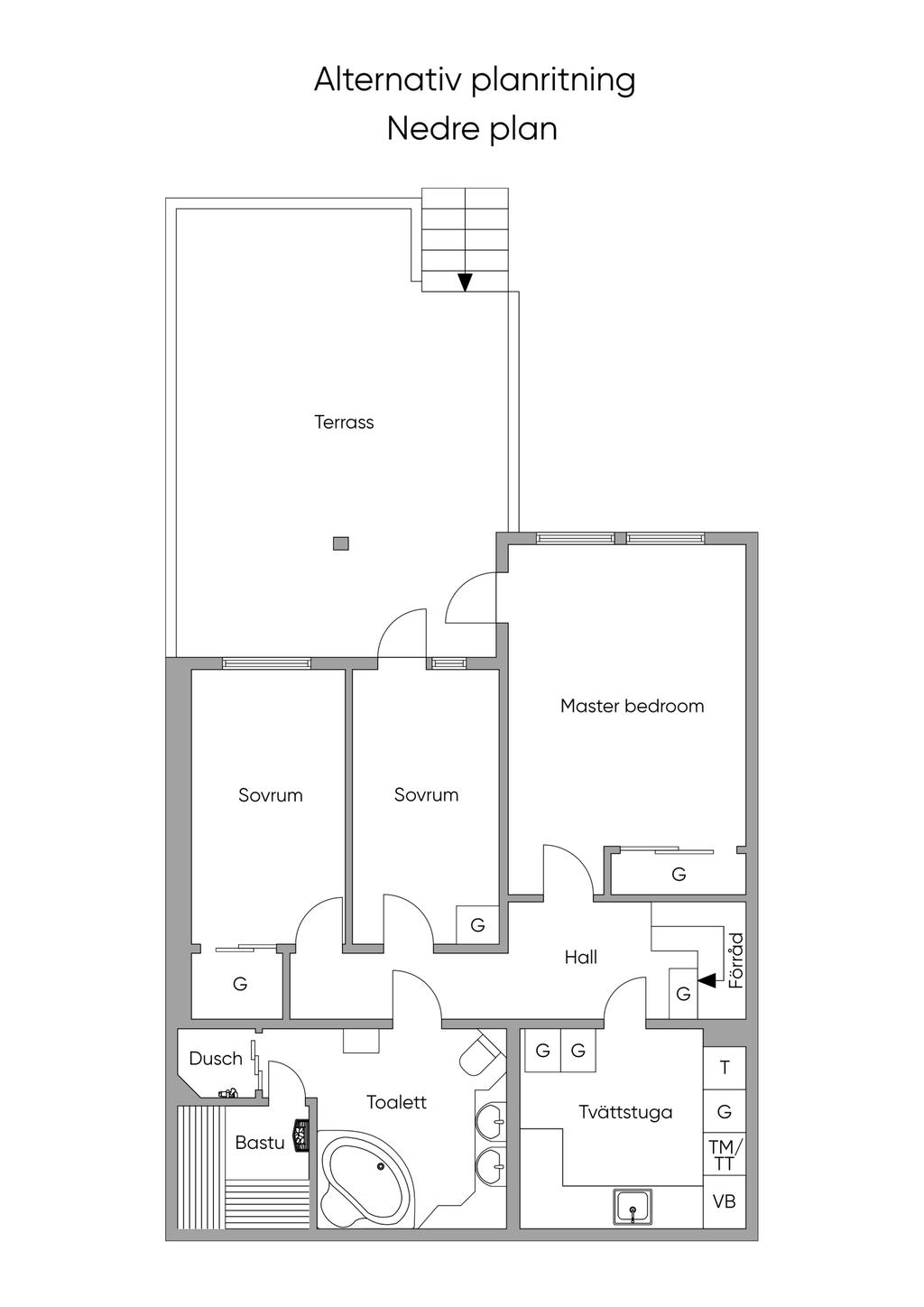 Alternativ Planlösning, Nedre Plan 2D