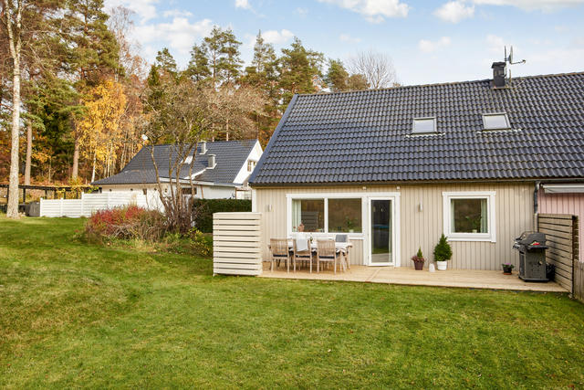 Härligt gavelradhus. Här njuter man med fritt från insyn