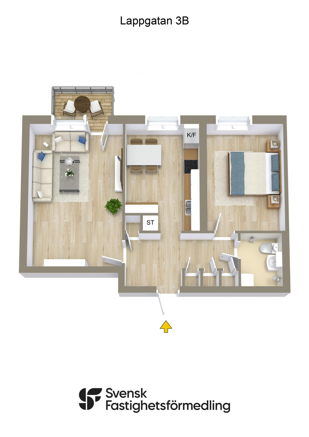 Lappgatan 3B - 3D- Ritning