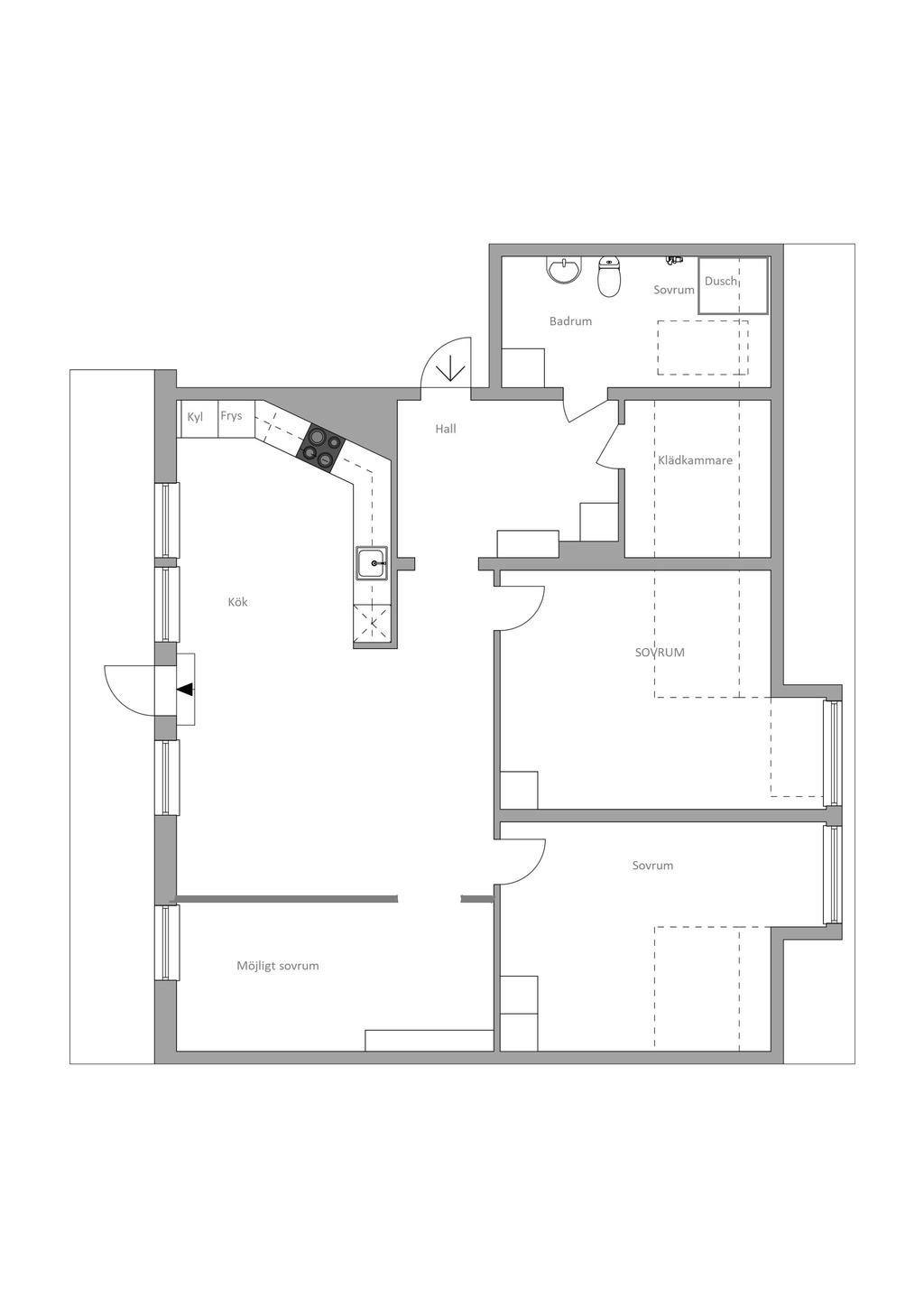 2D skiss, alternativ planlösning