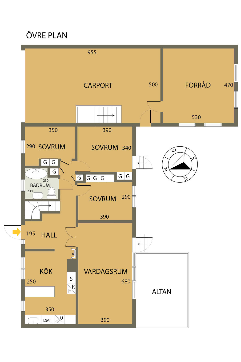 Planlösning övre plan
