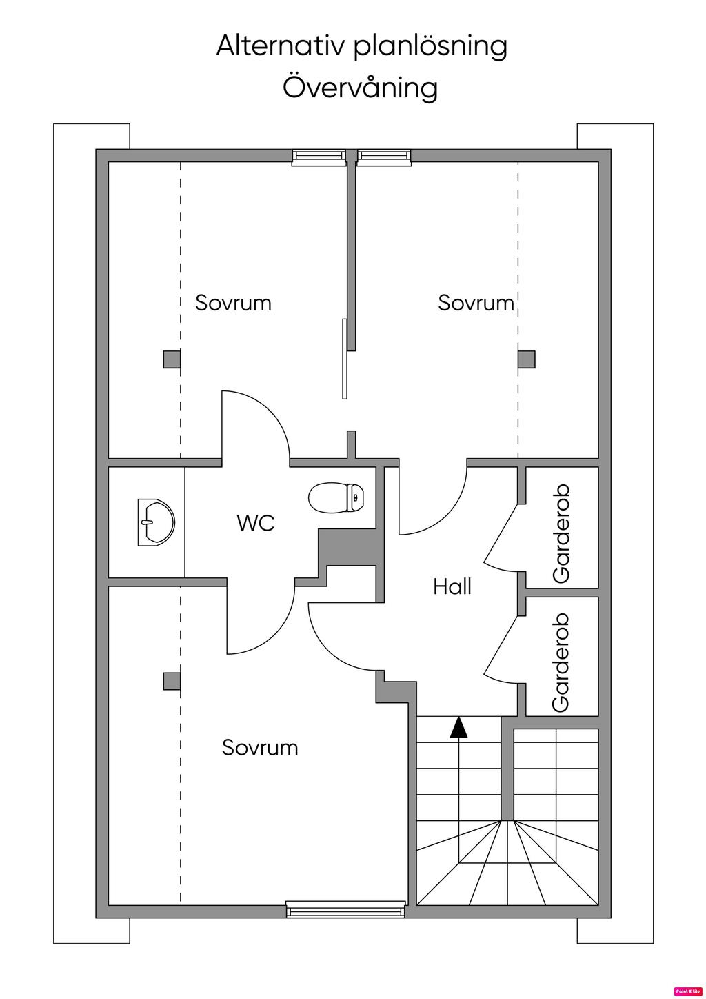 Alternativ planlösning övre plan
