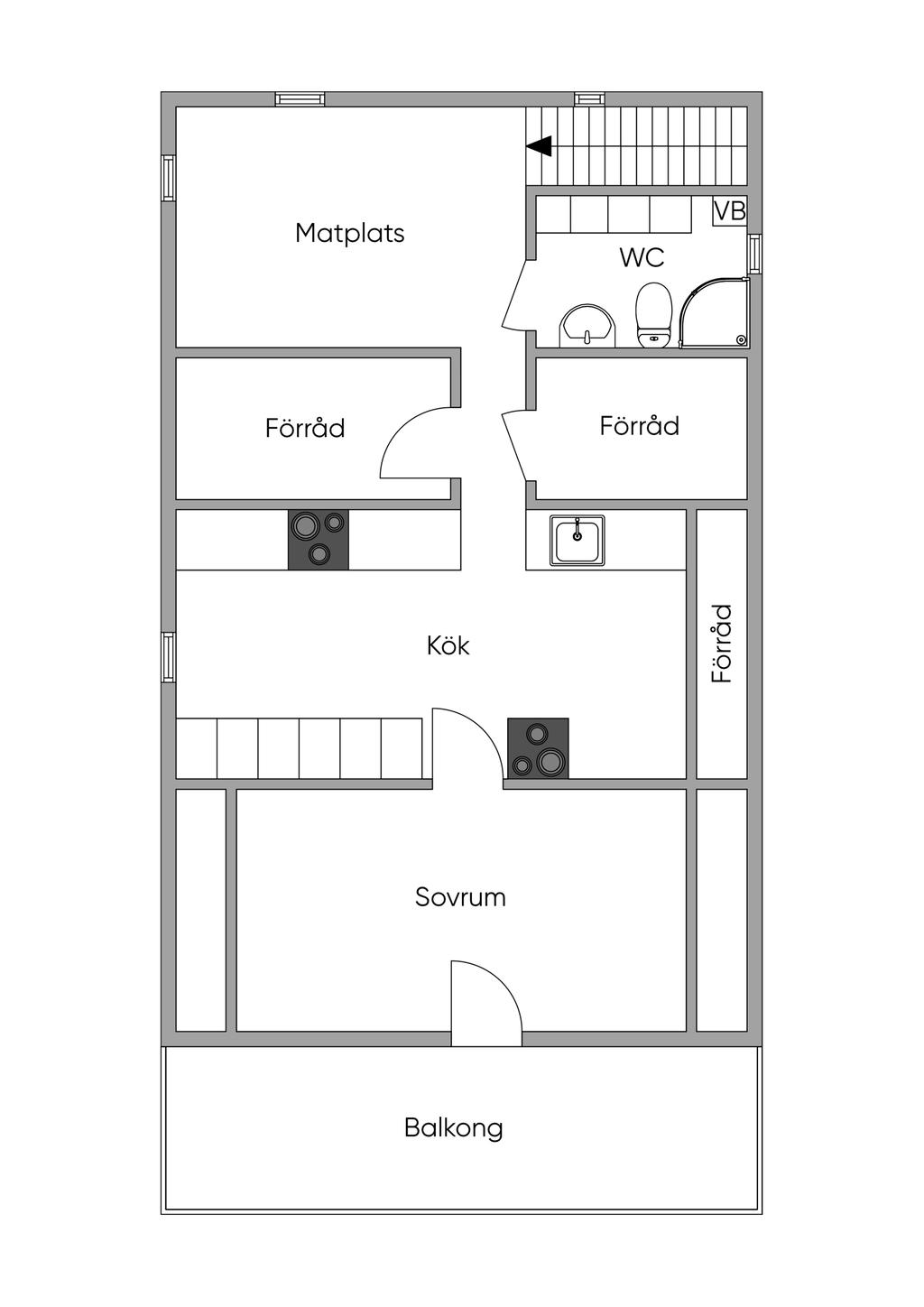 Övervåning huvudbyggnad
