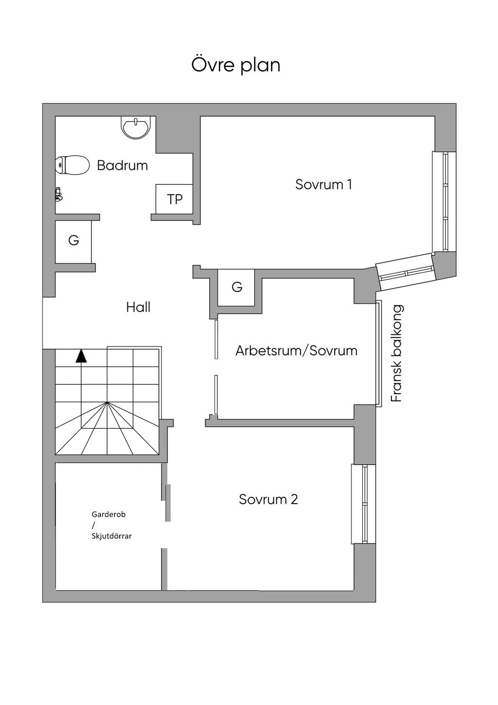 Planlösning övre plan 