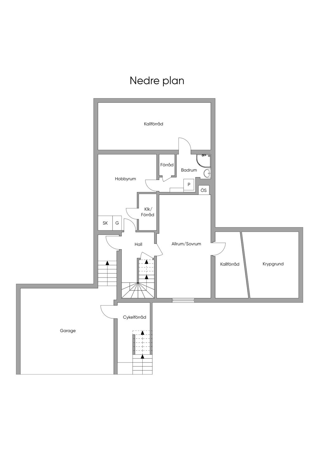 Planlösning nedre plan