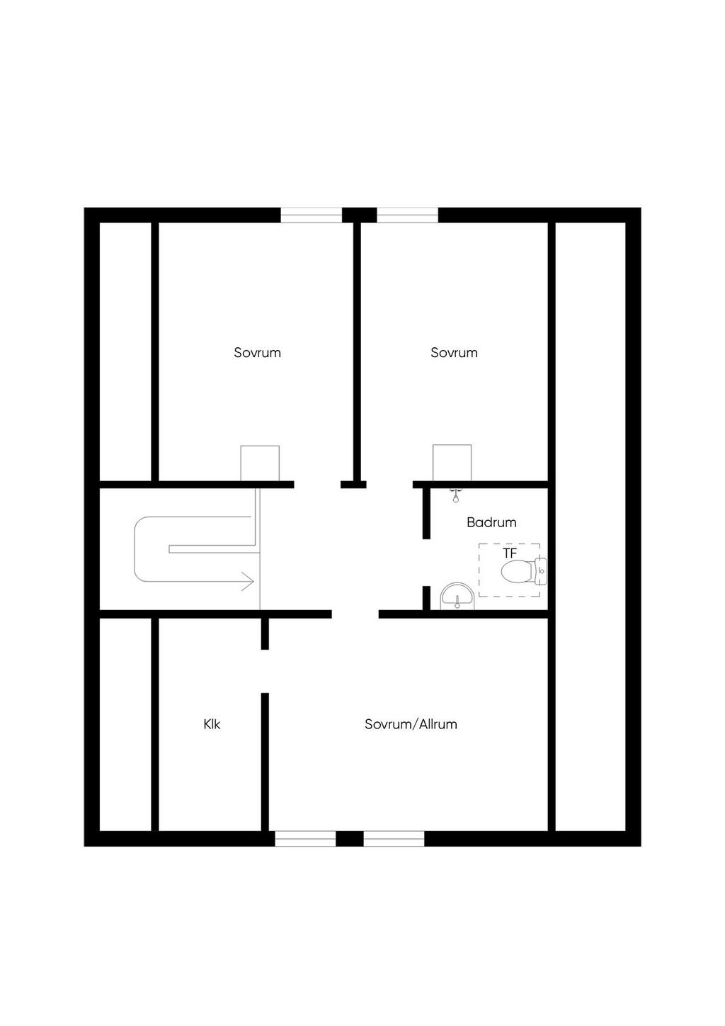 Planritning ovanvåning. Viss avvikelse kan förekomma.