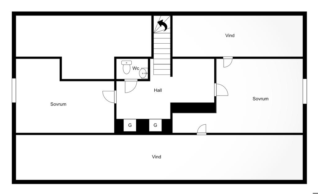 Planritning, övre plan.