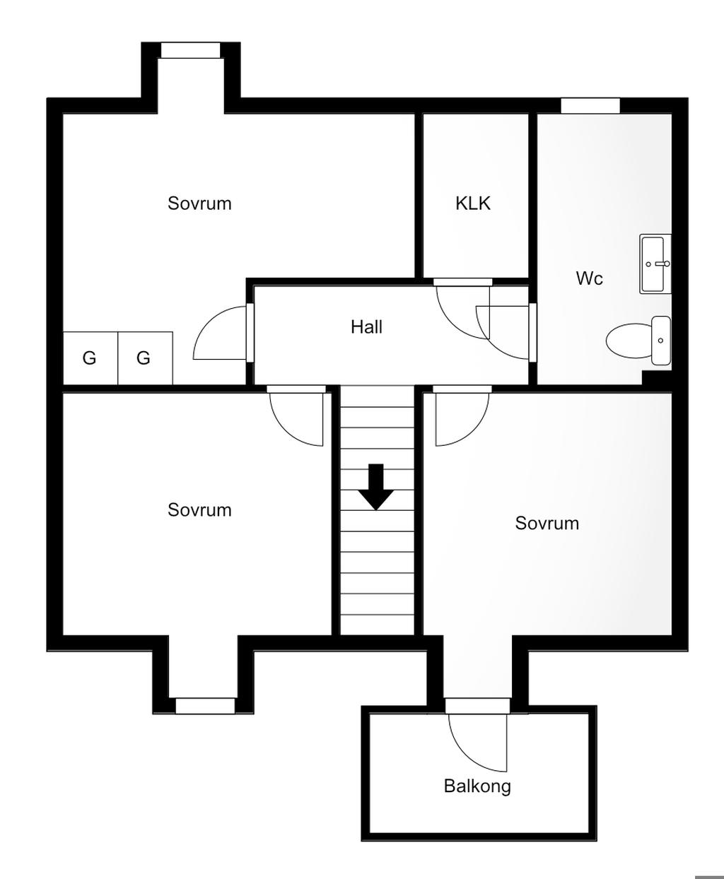Planlösning övre plan