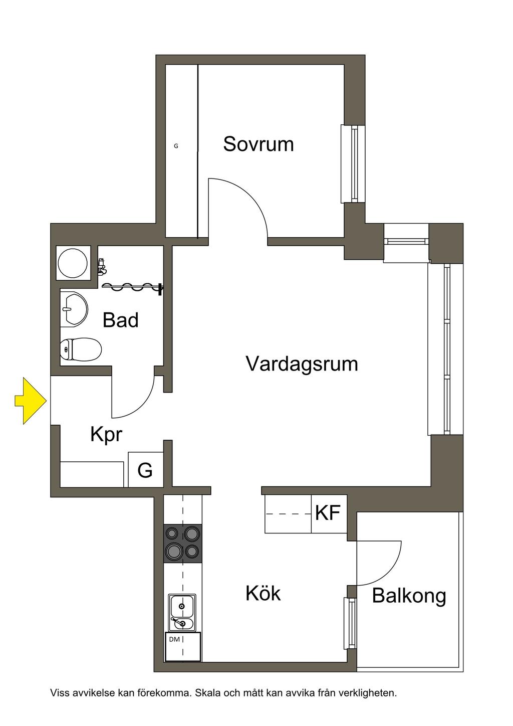 2 D skiss, vissa avvikelser kan förekomma