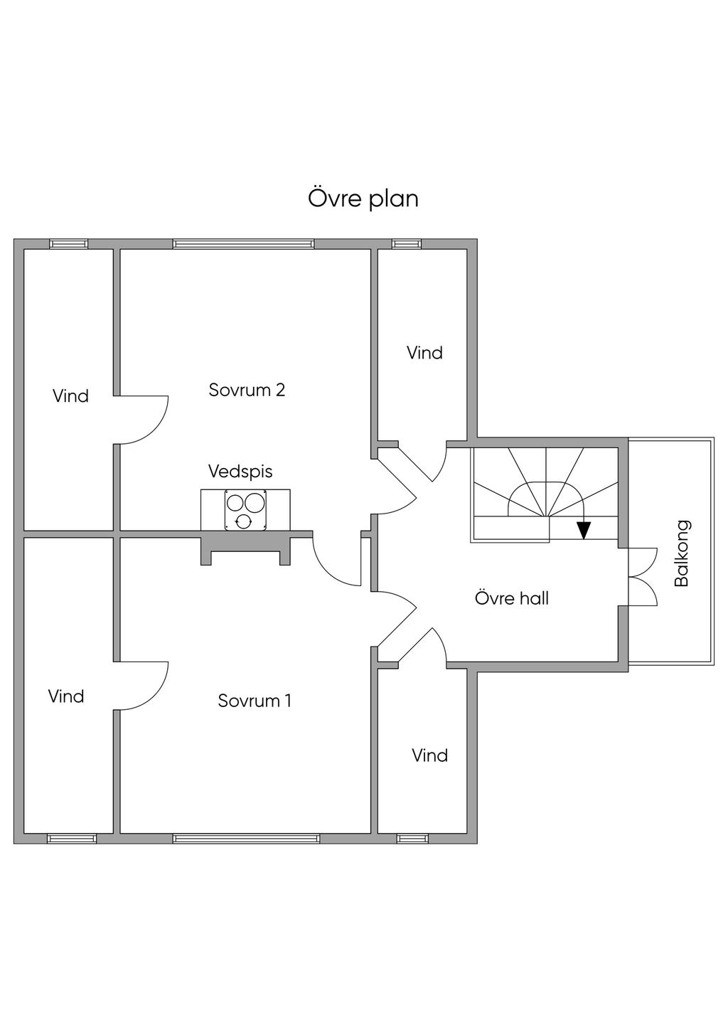 Planlösning, övre plan