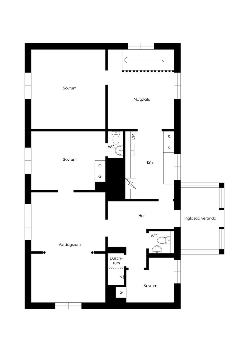 Övre plan - nuvarande planlösning