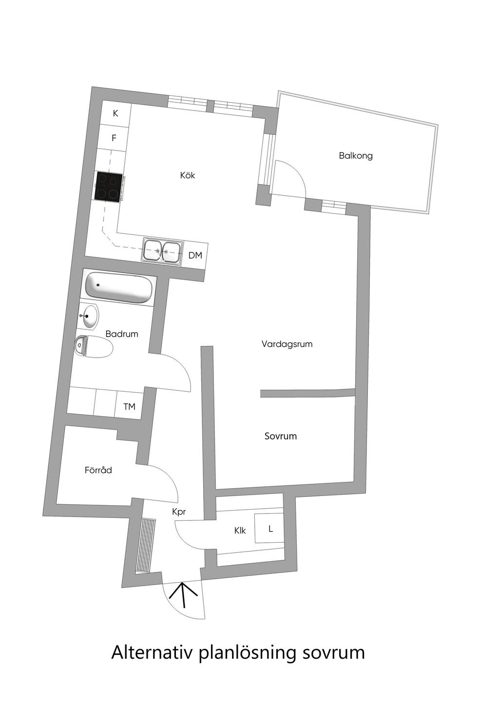 Alternativ planlösning sovrum