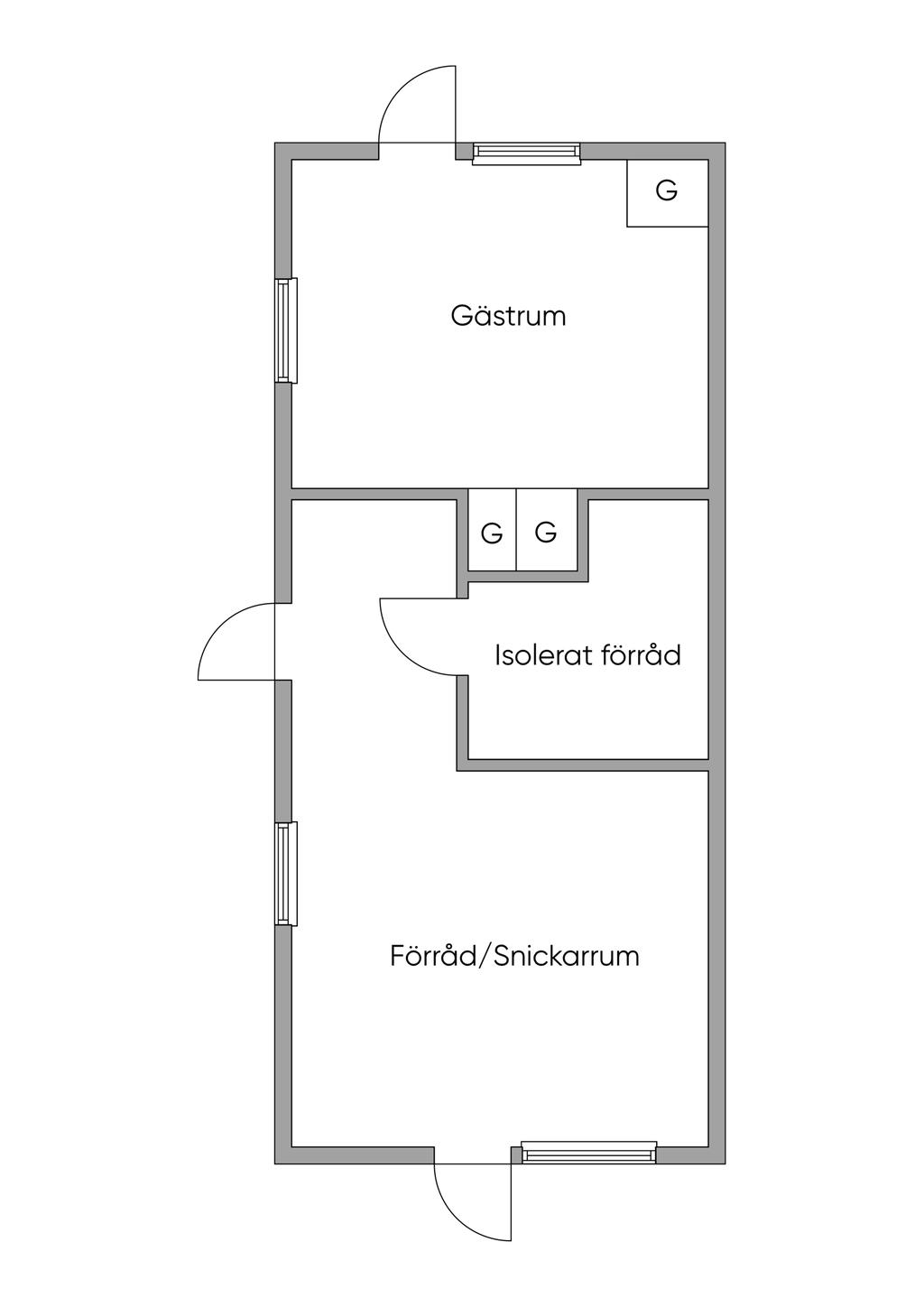 Planlösning på ekonomibyggnad