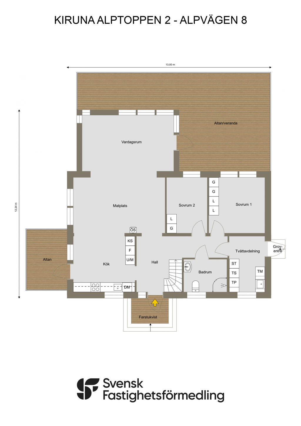 KIRUNA ALPTOPPEN 2 - ALPVÄGEN 8 - 2D -RITNING Entréplan