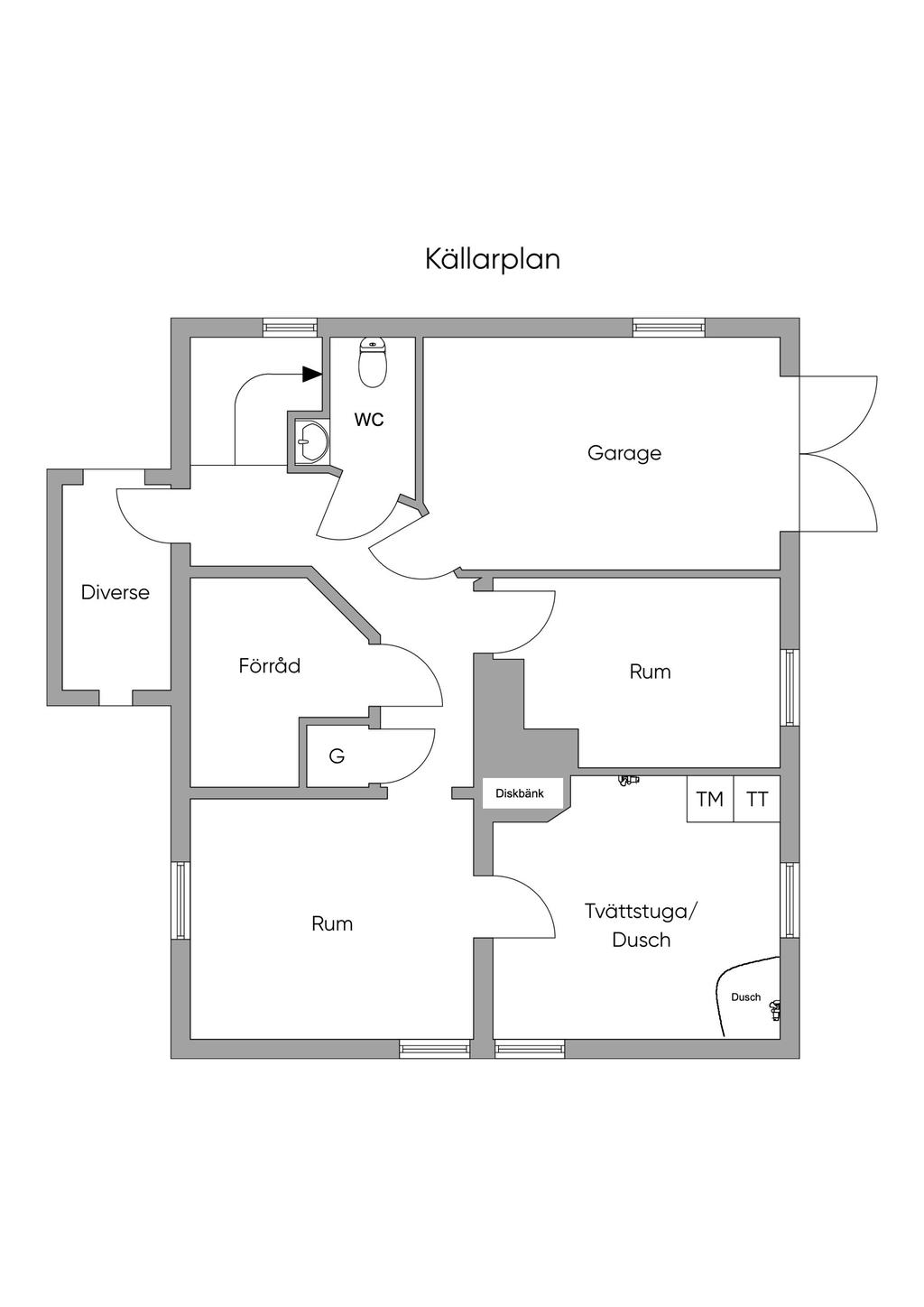 Planritning, källarplan