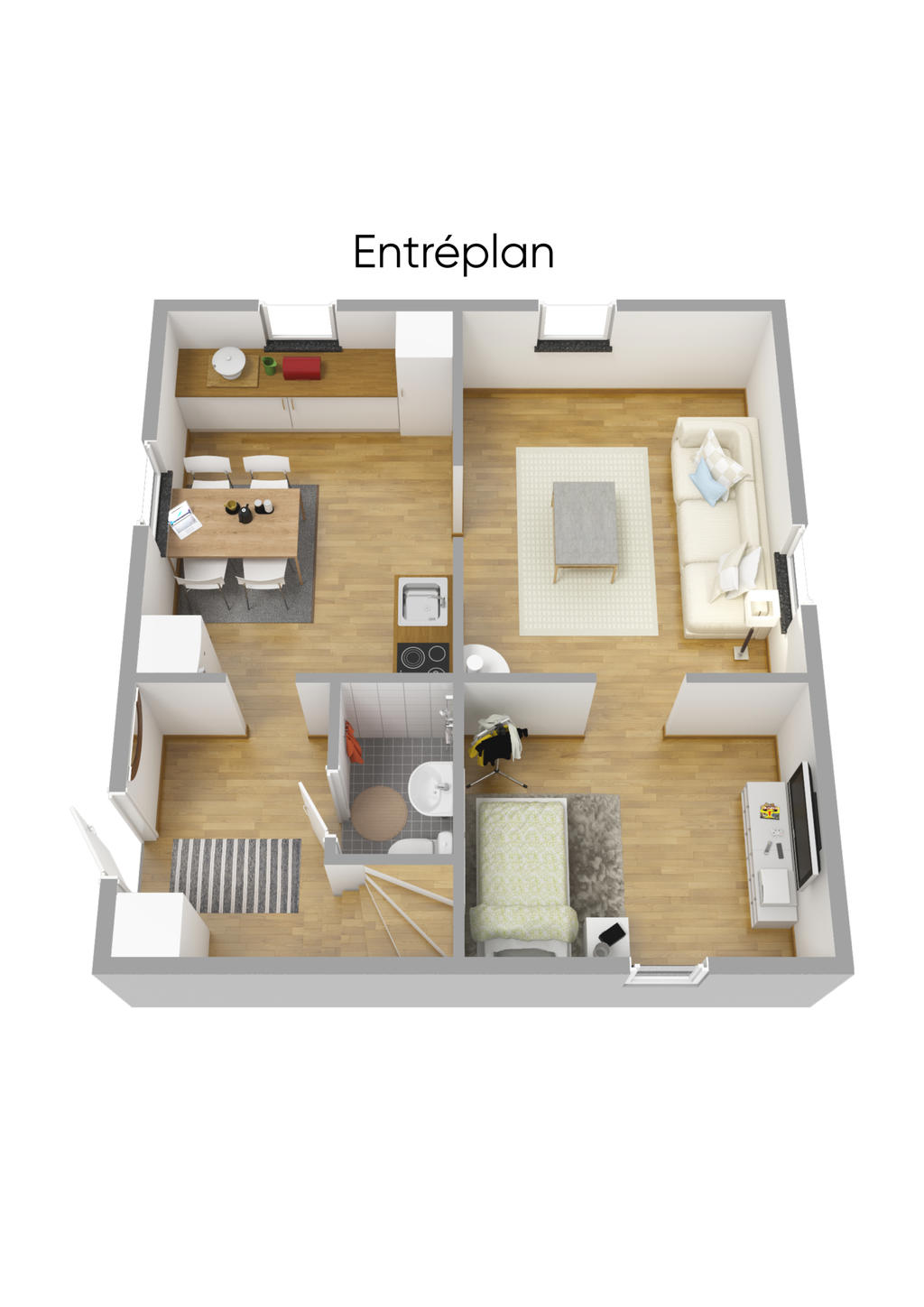 Planlösning entréplan 3D