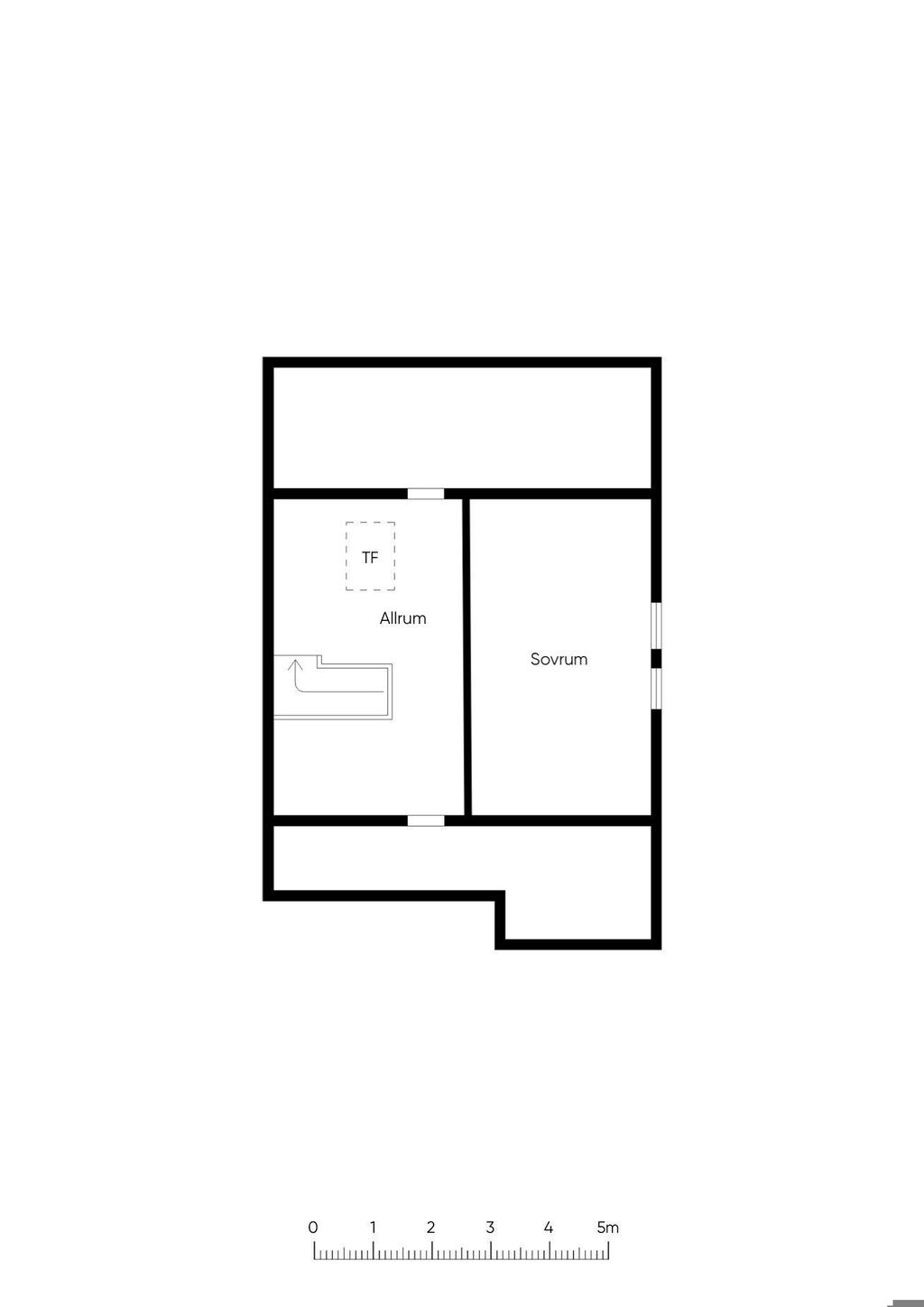 Alternativ planlösning övre plan (delat av med ytterligare en vägg)