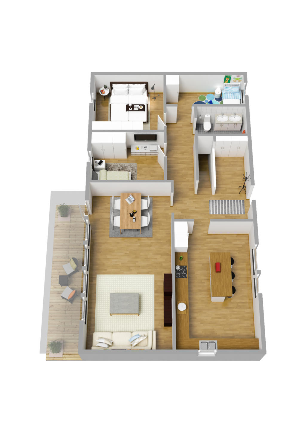 Planritning entréplan 3D