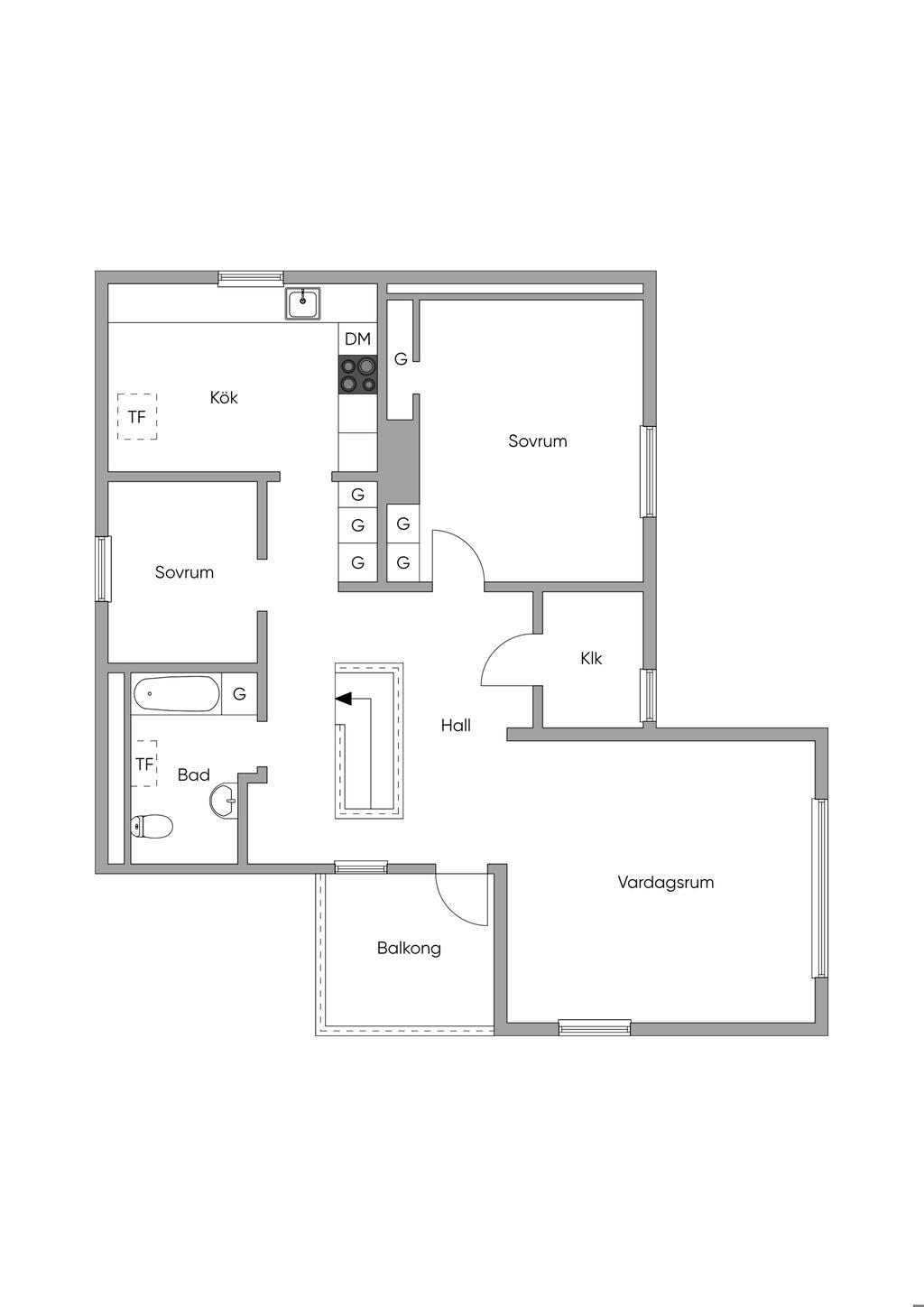 Planlösning övre våningsplan