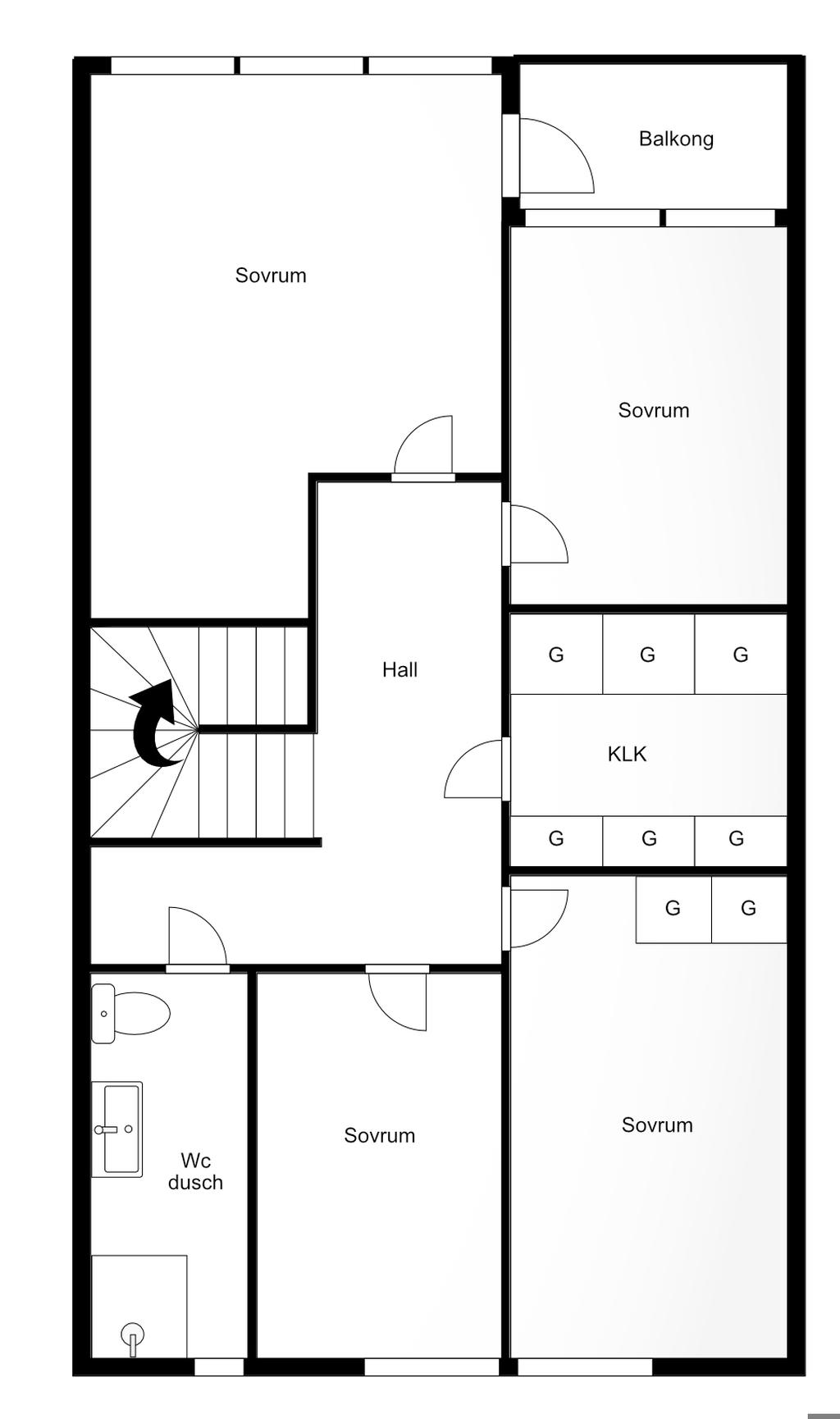 Planlösning övre plan