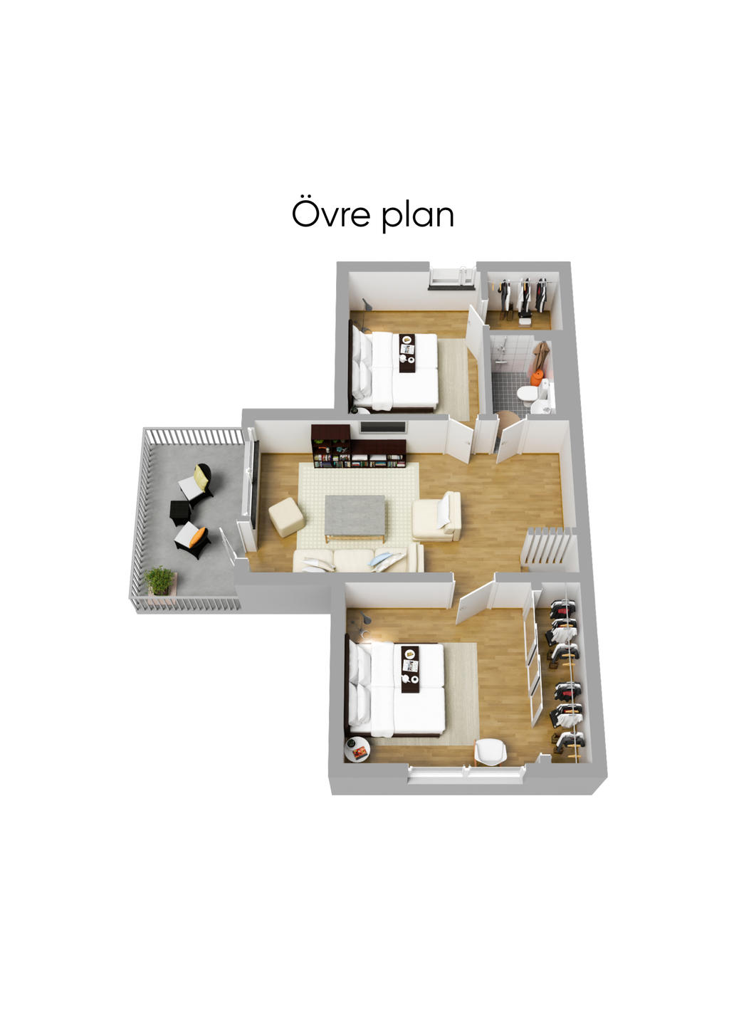 Planlösning övre plan 3D