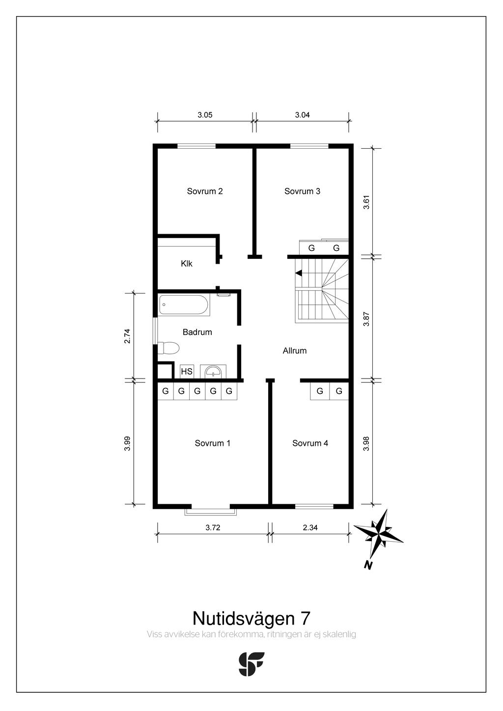 Planritning övervåning