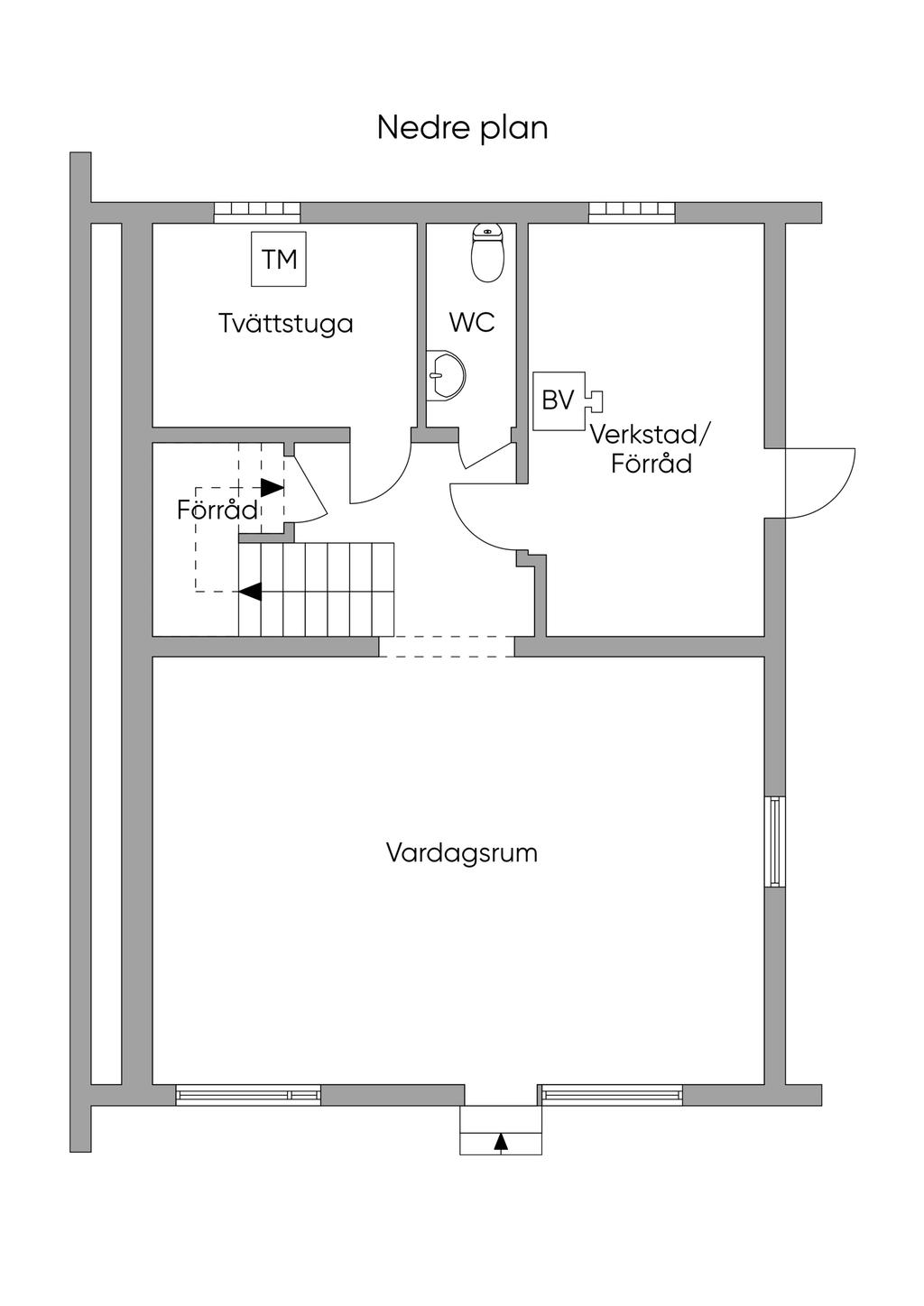 Planlösning nedre plan